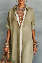 Load image into Gallery viewer, Women's Minimalist Linen Blend Short-sleeved Shirt Maxi Dress