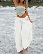 Load image into Gallery viewer, Solid Cotton Linen Loose Wide Leg Casual Pants