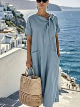 Load image into Gallery viewer, Women'S Solid Color Loose Cotton And Linen Pocket Dress
