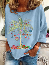 Load image into Gallery viewer, Women's Christmas Palm Tree Print Casual Sweatshirt