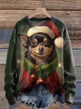 Load image into Gallery viewer, Christmas Dog Print Knitted Pullover Sweater