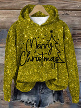 Load image into Gallery viewer, Women&#39;s Shiny Christmas Print Hooded Sweatshirt