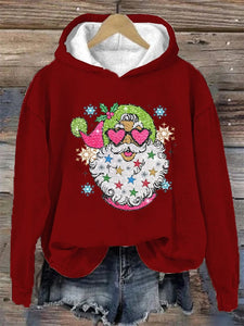 Women's Shiny Santa Print Sweatshirt