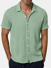 Load image into Gallery viewer, Men's Solid Color Casual And Comfortable Hidden Plaid Short-sleeved Shirt