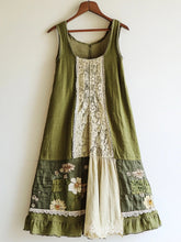 Load image into Gallery viewer, Boho Floral Pattern Linen Lace Patchwork Dress 6844