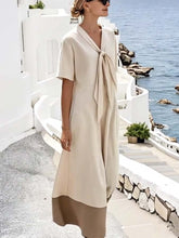 Load image into Gallery viewer, Women'S Loose Knot Neck Stitching Contrast Color Dress