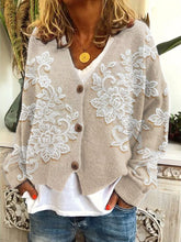 Load image into Gallery viewer, Vintage Floral Lace Embroidered Cozy Knit Cardigan