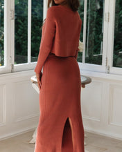 Load image into Gallery viewer, Solid Color Crew Collar Back Silt Sweater Set