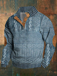 Men's Retro Western Stand Collar Sweatshirt