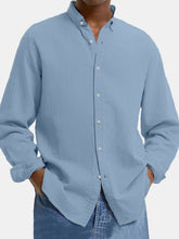 Load image into Gallery viewer, Men's Lapel Cotton And Linen Loose Casual Long-sleeved Shirt