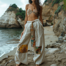 Load image into Gallery viewer, Resort Linen Ethnic Print Loose Bohemia Style Trousers