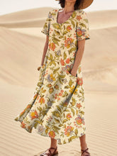 Load image into Gallery viewer, Women's Elegant Flowers Art Print Casual Linen Pocket Dress