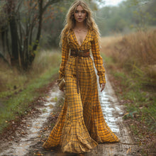 Load image into Gallery viewer, Women's Vintage V-neck Bohemian Pastoral Style Long-sleeve Maxi Long Dress