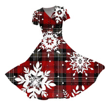 Load image into Gallery viewer, Retro Christmas Snowflake Print Maxi Dress