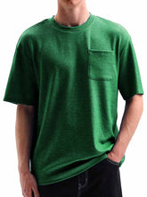 Load image into Gallery viewer, Men's Comfortable Basic Striped Fabric U-shaped Pocket Round Neck Short-Sleeved T-shirt
