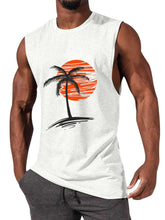 Load image into Gallery viewer, Men's Comfortable Solid Color Hawaiian Coconut Sleeveless Print T-shirt