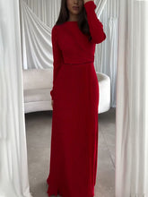 Load image into Gallery viewer, Elegant bright red pleated slim dress