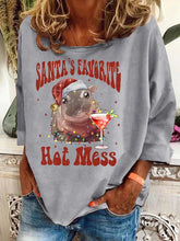 Load image into Gallery viewer, Women's Christmas Hippo Cocktail T-Shirt