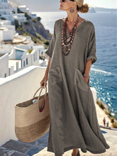 Load image into Gallery viewer, Ladies Loose Solid Pocket Dress