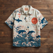Load image into Gallery viewer, Ocean And Whale Elements Japanese Vacation Style Men's Short Sleeve T-shirt