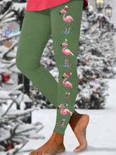 Load image into Gallery viewer, Women's Christmas Flamingo Print Skinny High Stretch Leggings