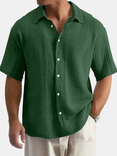 Load image into Gallery viewer, Men's Casual Summer 100% Cotton Solid Color Short Sleeve Shirt