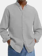Load image into Gallery viewer, Men's Lapel Cotton And Linen Loose Casual Long-sleeved Shirt