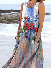 Load image into Gallery viewer, Women's Oil Painting Floral Pattern Tank Top Dress