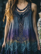 Load image into Gallery viewer, Raven Embroidered Vintage Lace Women's Linen Vest Dress