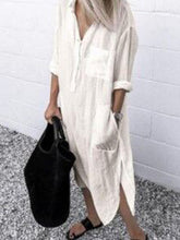 Load image into Gallery viewer, Women&#39;s Casual Pure Color Cotton Shirt Dress