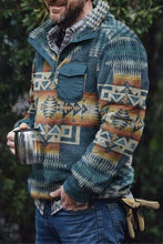 Load image into Gallery viewer, Men&#39;s Vintage Western Aztec Pattern Fleece Pullover