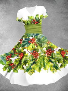 Retro Shining Christmas Tree Print Maxi Dress