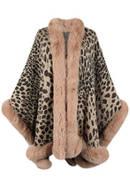 Load image into Gallery viewer, Leopard Print Fashionable Raw Edge Shawl Cape Cardigan