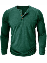 Load image into Gallery viewer, Men's Cotton Solid Henley Long Sleeve Top