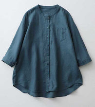 Load image into Gallery viewer, Casual Linen Stand Collar Three-quarter Sleeve Loose Shirt
