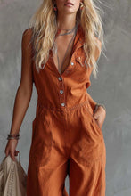 Load image into Gallery viewer, V-Neck Front-Button Sleeveless Jumpsuit