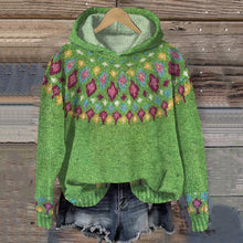 Load image into Gallery viewer, Fairman Island Geometric Contrast Print Button Knit Hoodie
