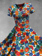 Load image into Gallery viewer, Women&#39;s Vintage Flower Art Print Maxi Dress