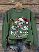 Load image into Gallery viewer, Women&#39;s Christmas Santa&#39;s Favorite Hot Mess Printed Crew Neck Sweatshirt