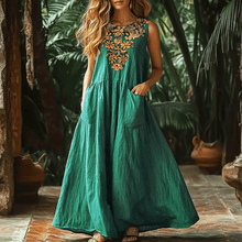 Load image into Gallery viewer, Women's Vintage Bohemian Simple Sleeveless Oversized Linen Maxi Dress