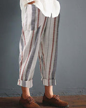 Load image into Gallery viewer, Casual Striped Pockets Cotton Linen Pants