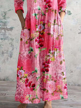 Load image into Gallery viewer, Women&#39;s Rose Floral V-Neck Resort Dress