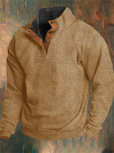 Load image into Gallery viewer, Men's Western Vintage Herringbone Print Design Stand Collar Button-Down Sweatshirt
