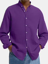 Load image into Gallery viewer, Men's Lapel Cotton And Linen Loose Casual Long-sleeved Shirt