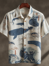 Load image into Gallery viewer, Ocean And Whale Elements Japanese Vacation Style Men's Short Sleeve T-shirt