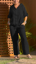 Load image into Gallery viewer, Casual Hooded Zipper Cotton and Linen Two-piece Suit