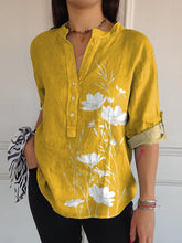 Load image into Gallery viewer, Summer Floral Silhouette Art Printed Women's Casual Long Sleeve Comfortable Cotton Shirt