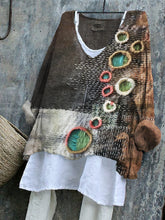 Load image into Gallery viewer, Geometric Embroidered Patchwork Textile Art Linen Blend Tunic