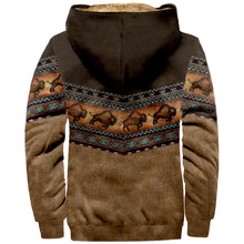 Load image into Gallery viewer, Wearshes Vintage Cowboy Print Pocket Fleece Hoodie Jacket