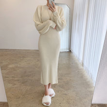 Load image into Gallery viewer, Temperament Round Neck Knitted Dress Two-Piece Set